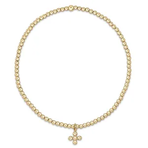 Classic Gold 2mm Bead Bracelet-Classic Beaded Signature Cross Small Gold Charm