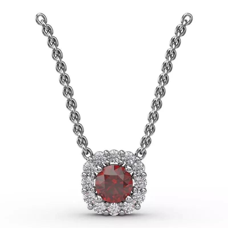 Classic Round Ruby and Diamond Pendant