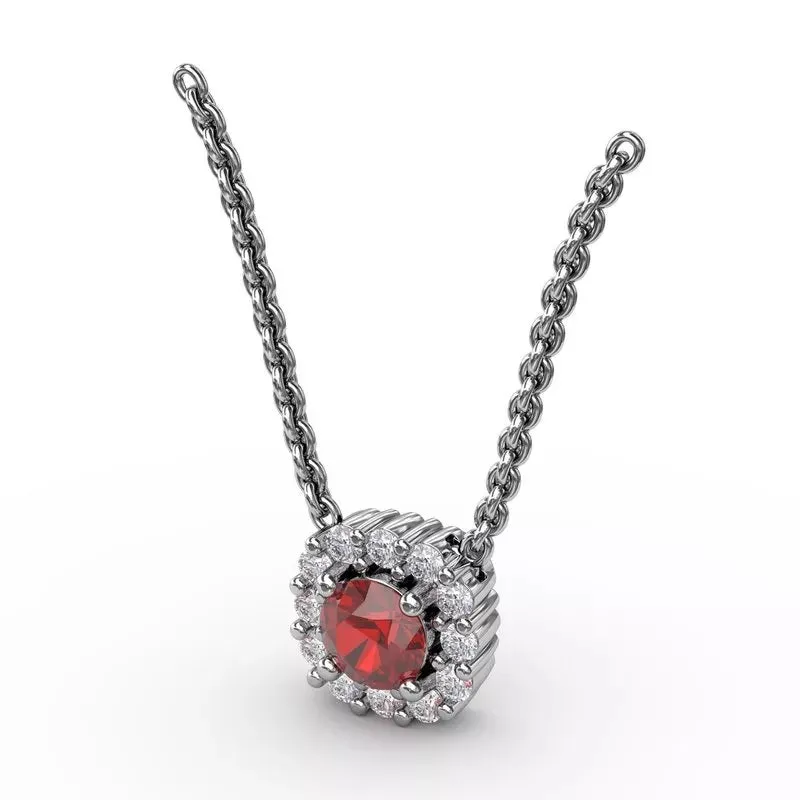 Classic Round Ruby and Diamond Pendant