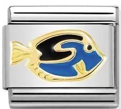 Classic SYMBOLS steel, enamel & yellow gold Fish