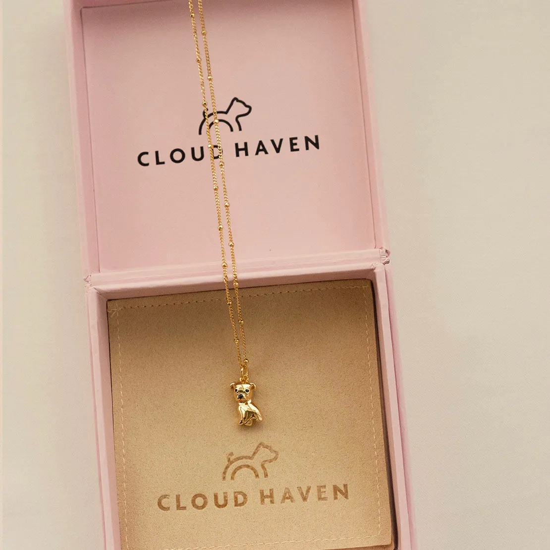 Cloud Haven Pit Bull Sweetie Pendant Necklace in Truffle Gold