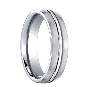 CORNELIUS Benchmark Domed Cobalt Chrome Wedding Band with Center Groove - 6 mm