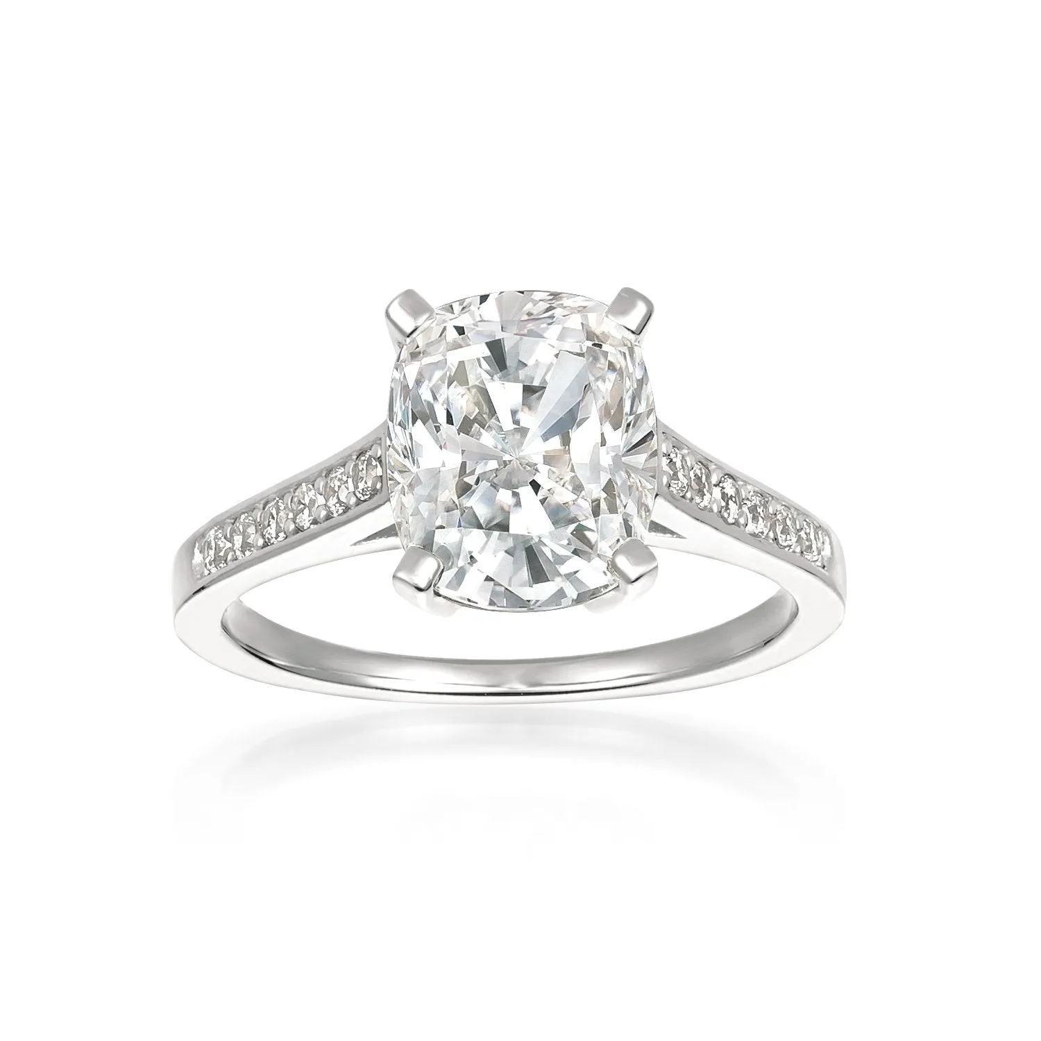 CRISLU Radiant Cushion Cut Ring finished in Pure Platinum