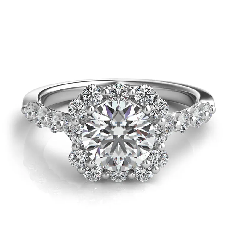 Cushion-Shaped Halo Diamond Engagement Ring