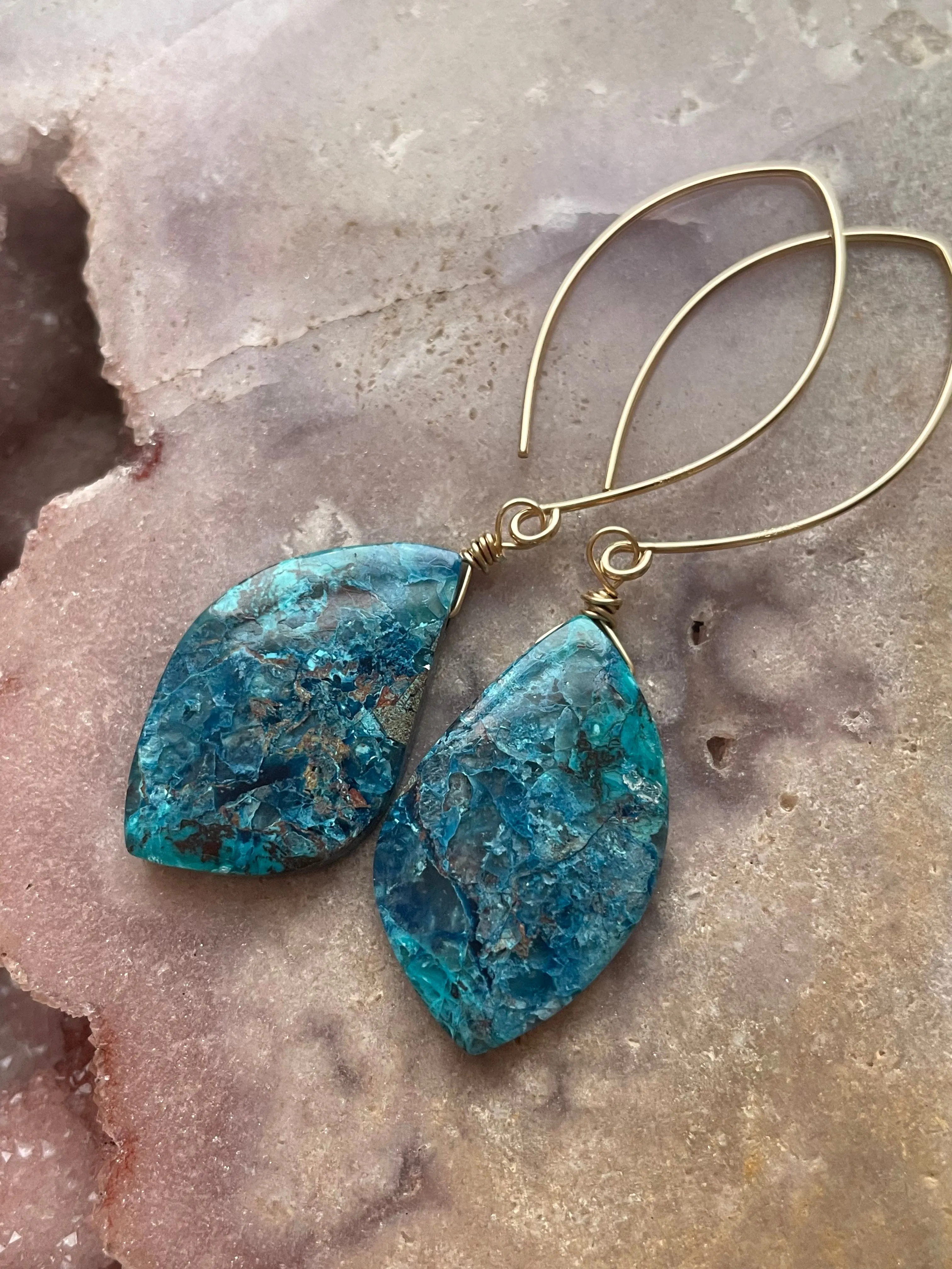 Custom Shattuckite Earrings Gold Filled Statement Earrings