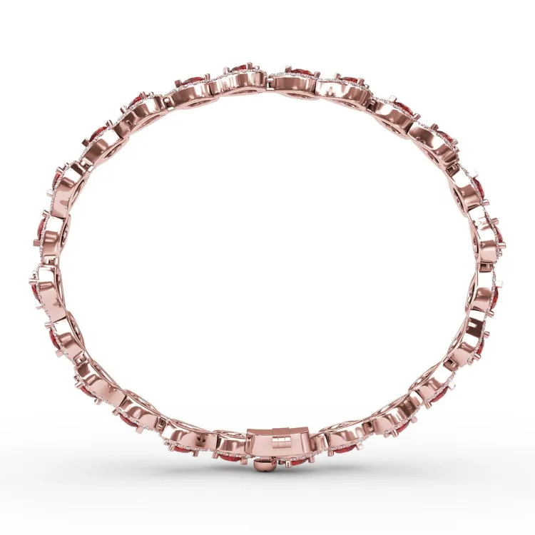 Decorated Ruby and Diamond Bracelet