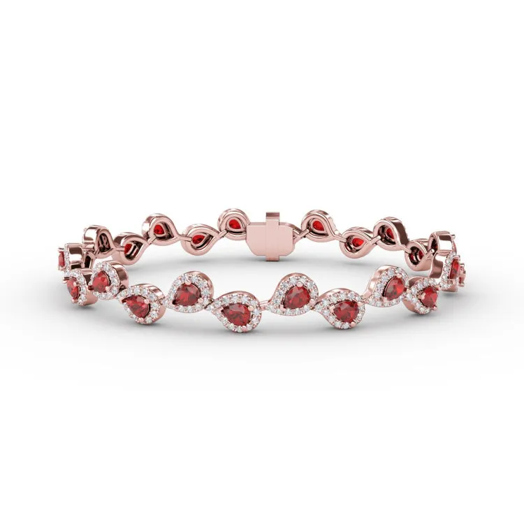 Decorated Ruby and Diamond Bracelet