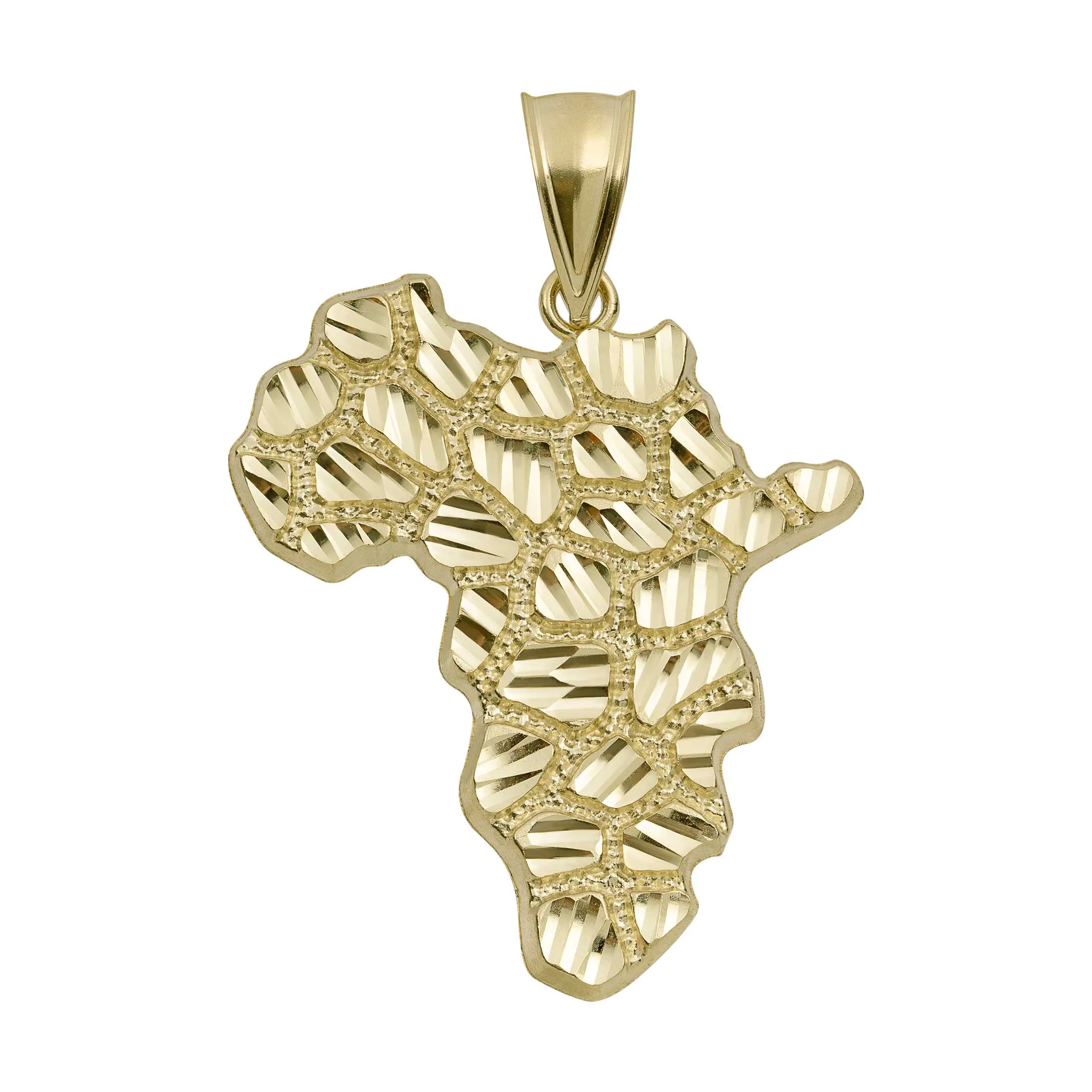 Diamond-Cut Nugget Pendant Solid 10K Yellow Gold