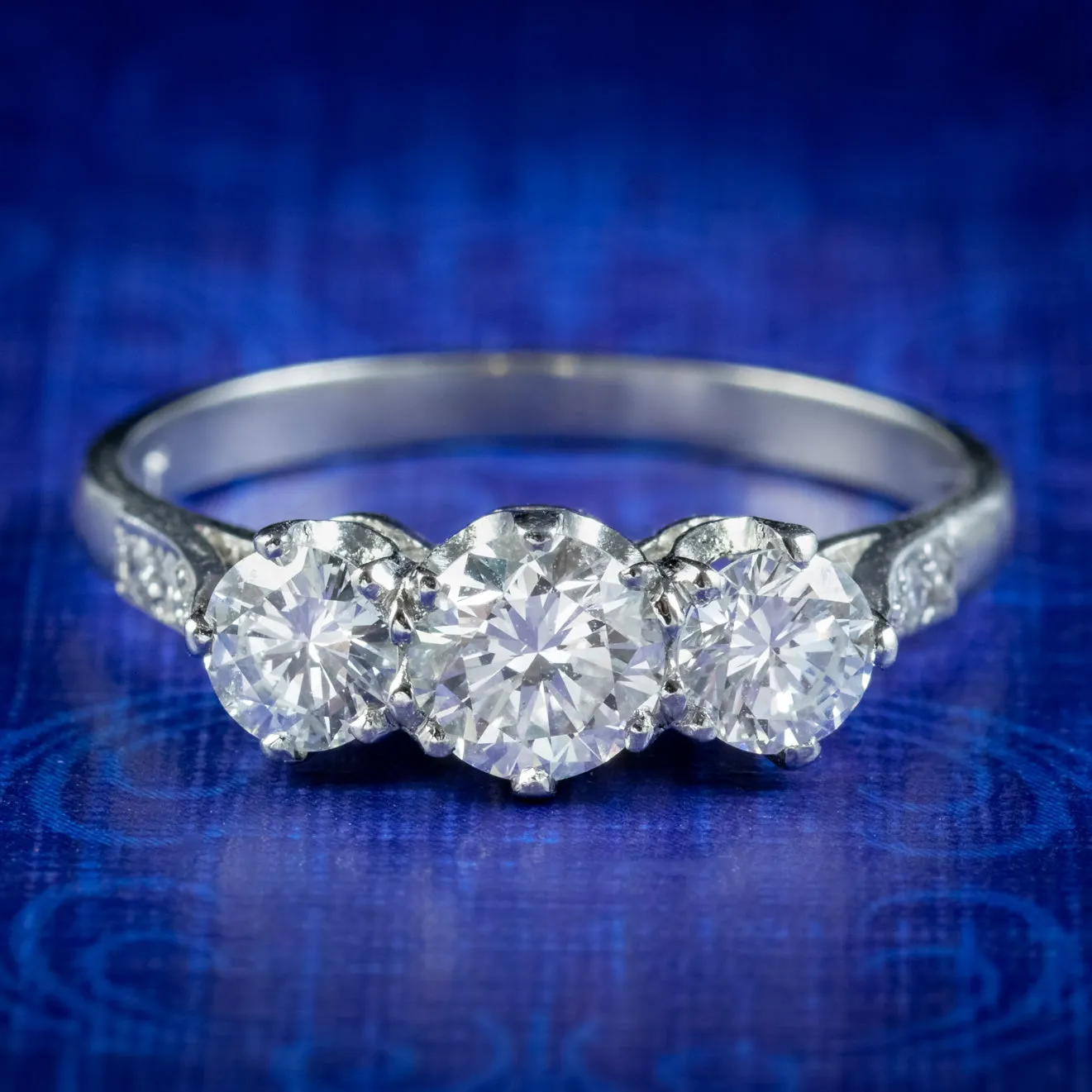 Edwardian Style Diamond Trilogy Ring 1.35ct Of Diamond