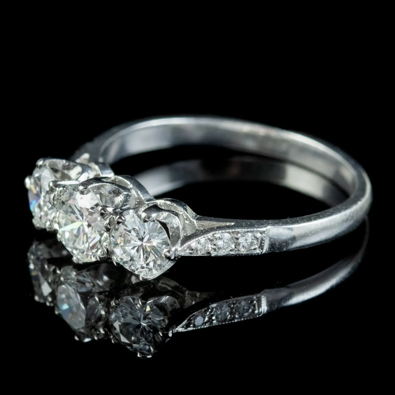 Edwardian Style Diamond Trilogy Ring 1.35ct Of Diamond