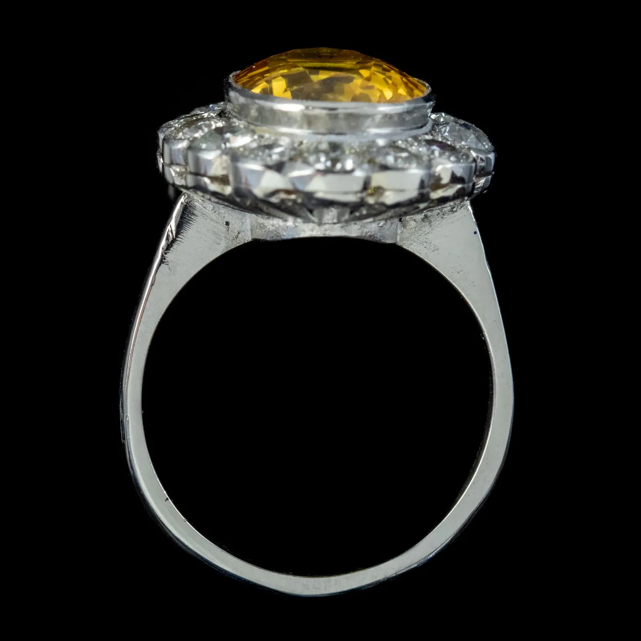 Edwardian Style Yellow Sapphire Diamond Ring Platinum 4ct Sapphire 1.40ct Of Diamond