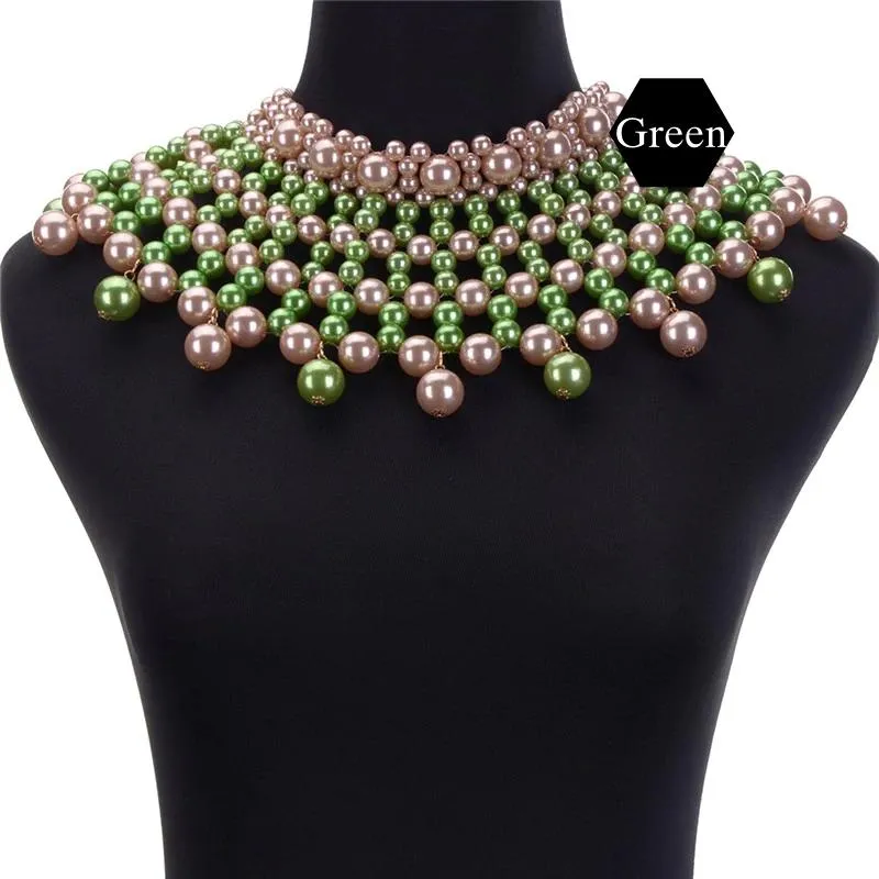 Egyptian Inspired Maxi Choker Necklace (Green)