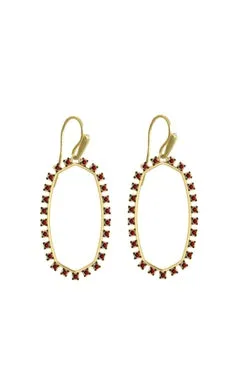 Elle Open Frame Earring Gold - Burgundy Crystal