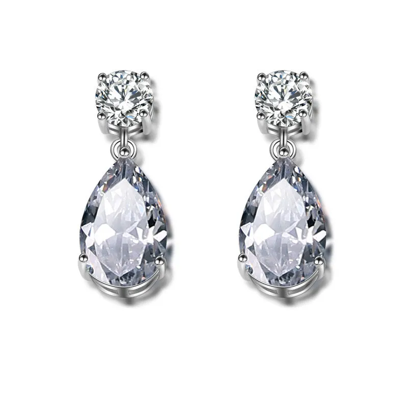 Elodie Tear Drop Crystal Bridal Earrings