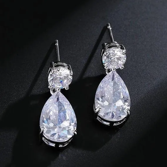 Elodie Tear Drop Crystal Bridal Earrings