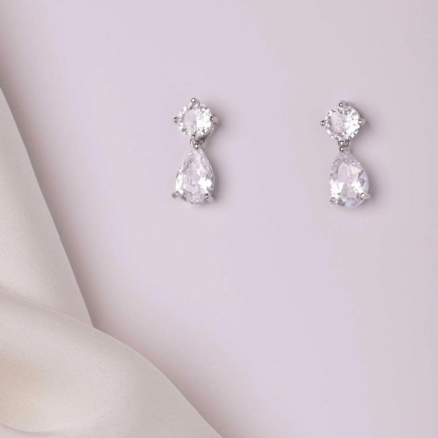 Elodie Tear Drop Crystal Bridal Earrings