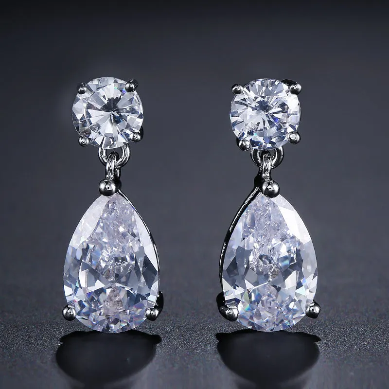 Elodie Tear Drop Crystal Bridal Earrings