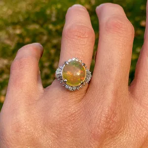 Estate Opal & Diamond Ring