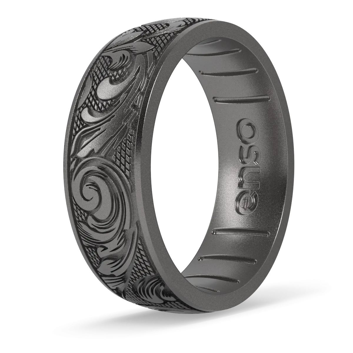 Etched Signature Silicone Rings - Flourish - Platinum