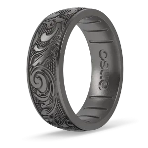 Etched Signature Silicone Rings - Flourish - Platinum