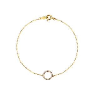 FANCIME Line & Dots Circle of Love 14K Yellow Gold Bracelet