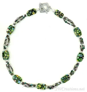 Fancy Emerald Floral Crystal Necklace