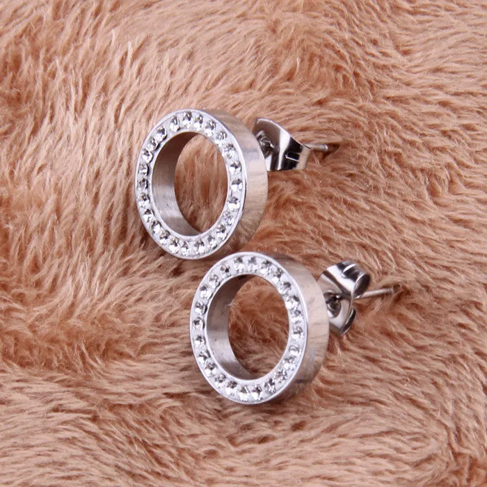 Fashion earrings 316L Stainless Steel Earring Crystal Stud Earrings For Women Joyas Brincos Bijoux Jewelry