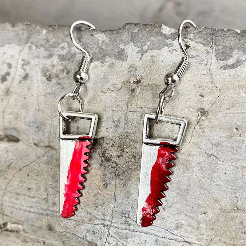 Final Cut Bloody Handsaw Earrings