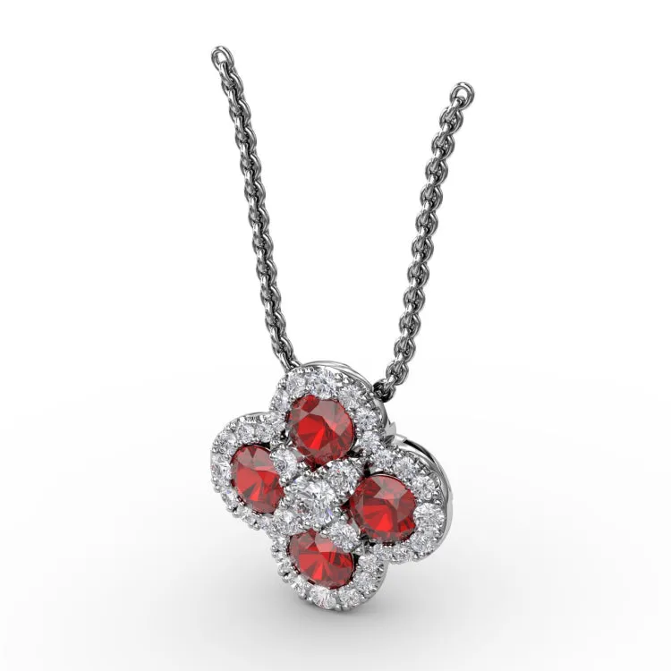 Flower Ruby and Diamond Pendant