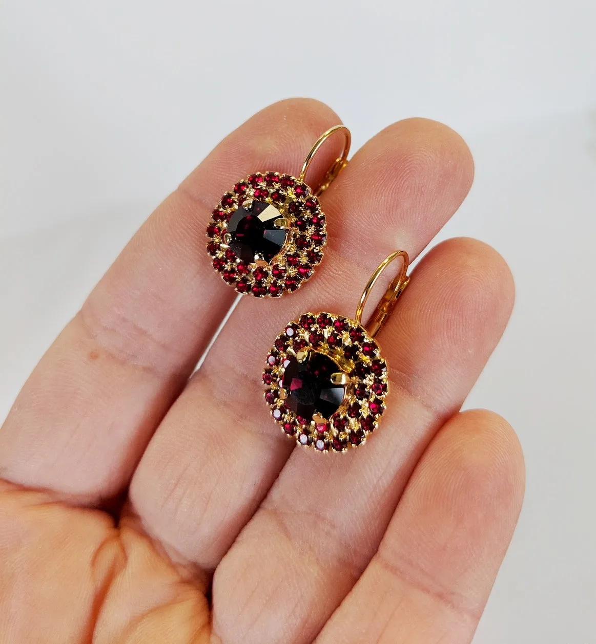 Garnet Crystal Cluster Earrings