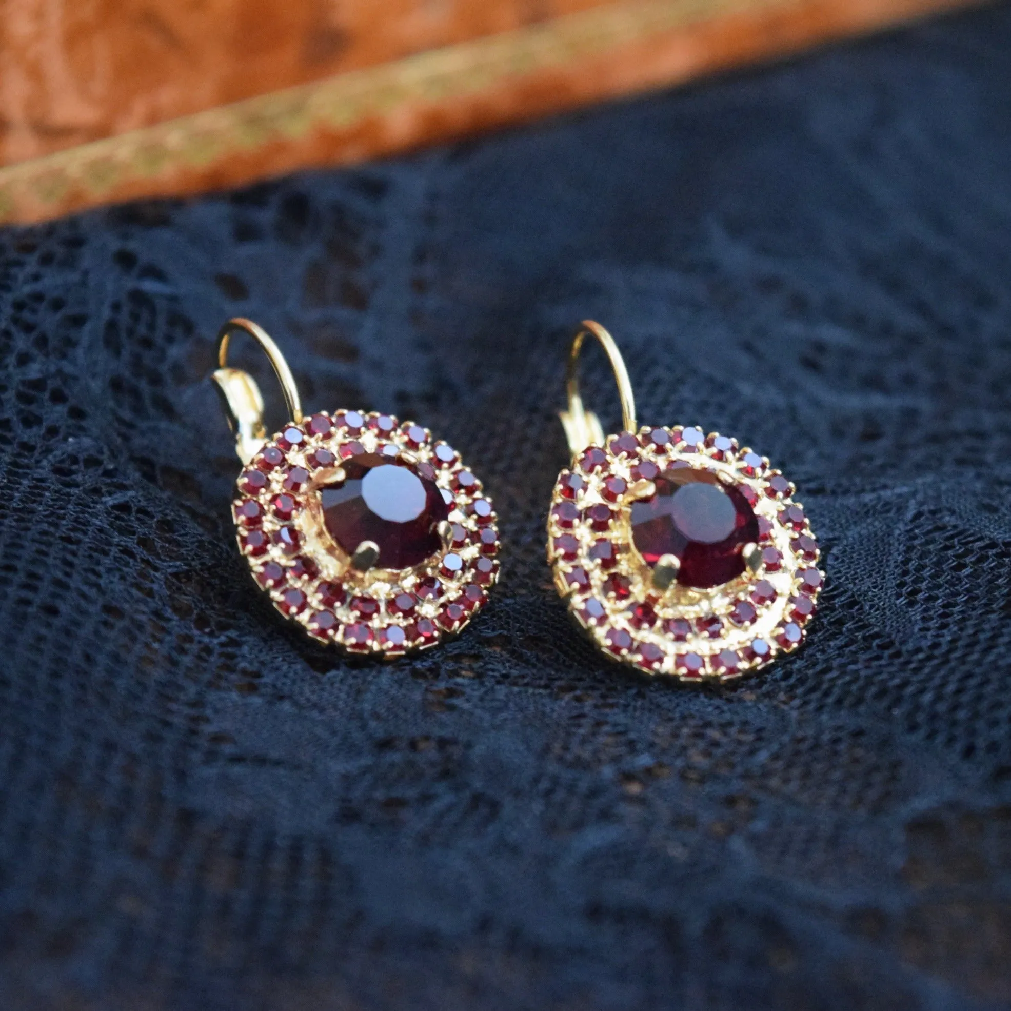 Garnet Crystal Cluster Earrings