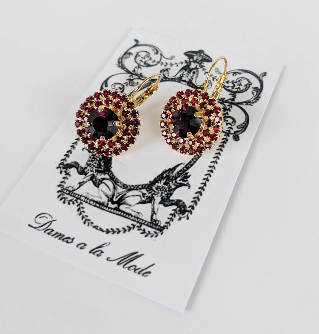 Garnet Crystal Cluster Earrings