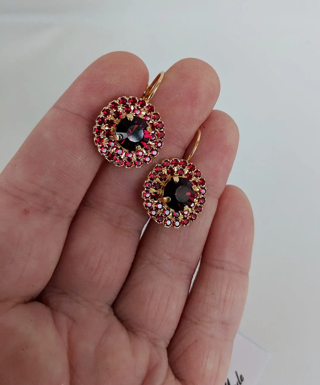 Garnet Crystal Cluster Earrings