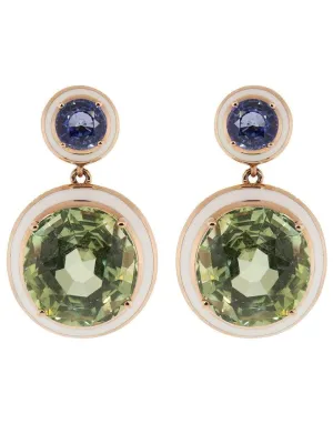 Gemma Green Tourmaline and Blue Sapphire Earrings