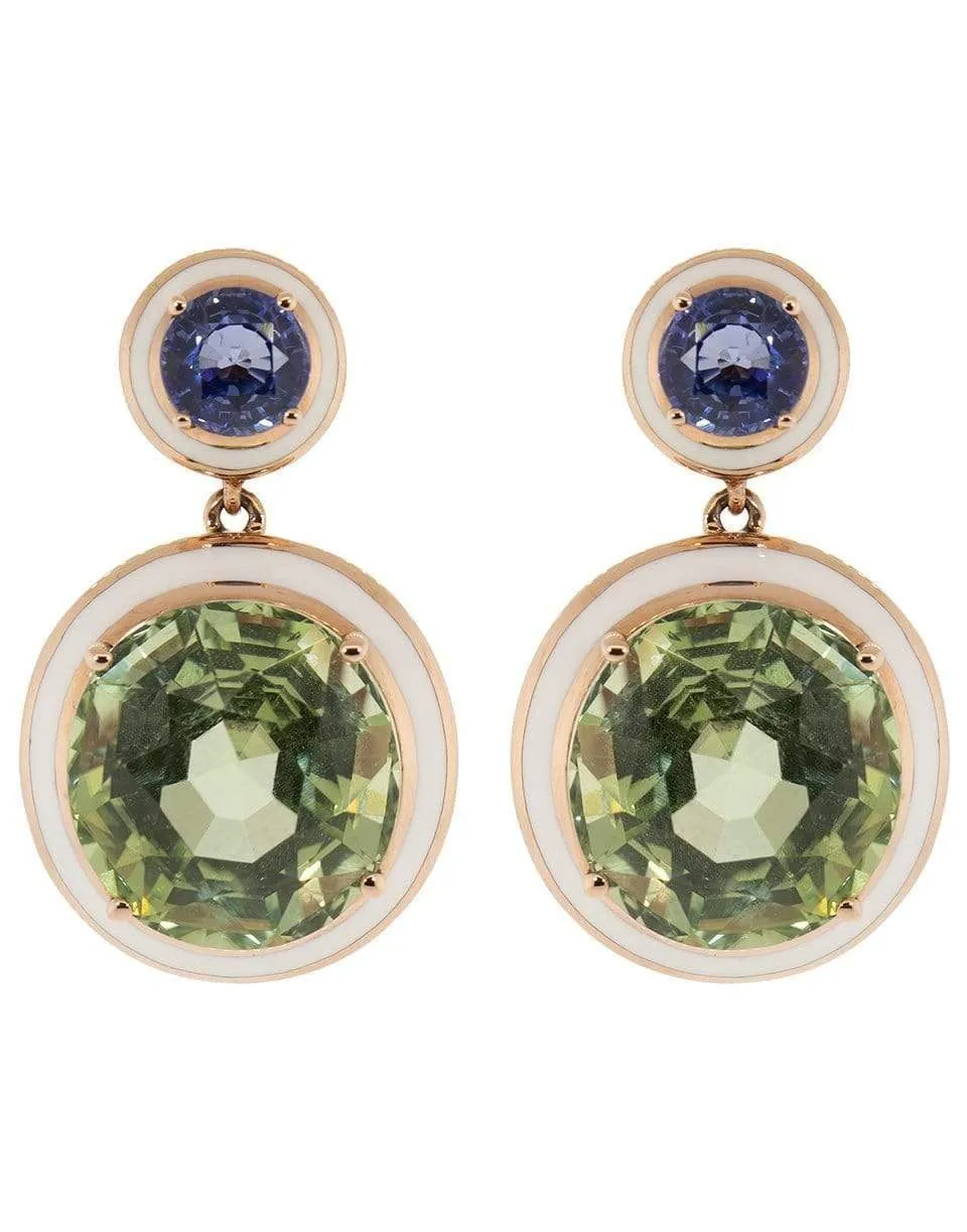 Gemma Green Tourmaline and Blue Sapphire Earrings