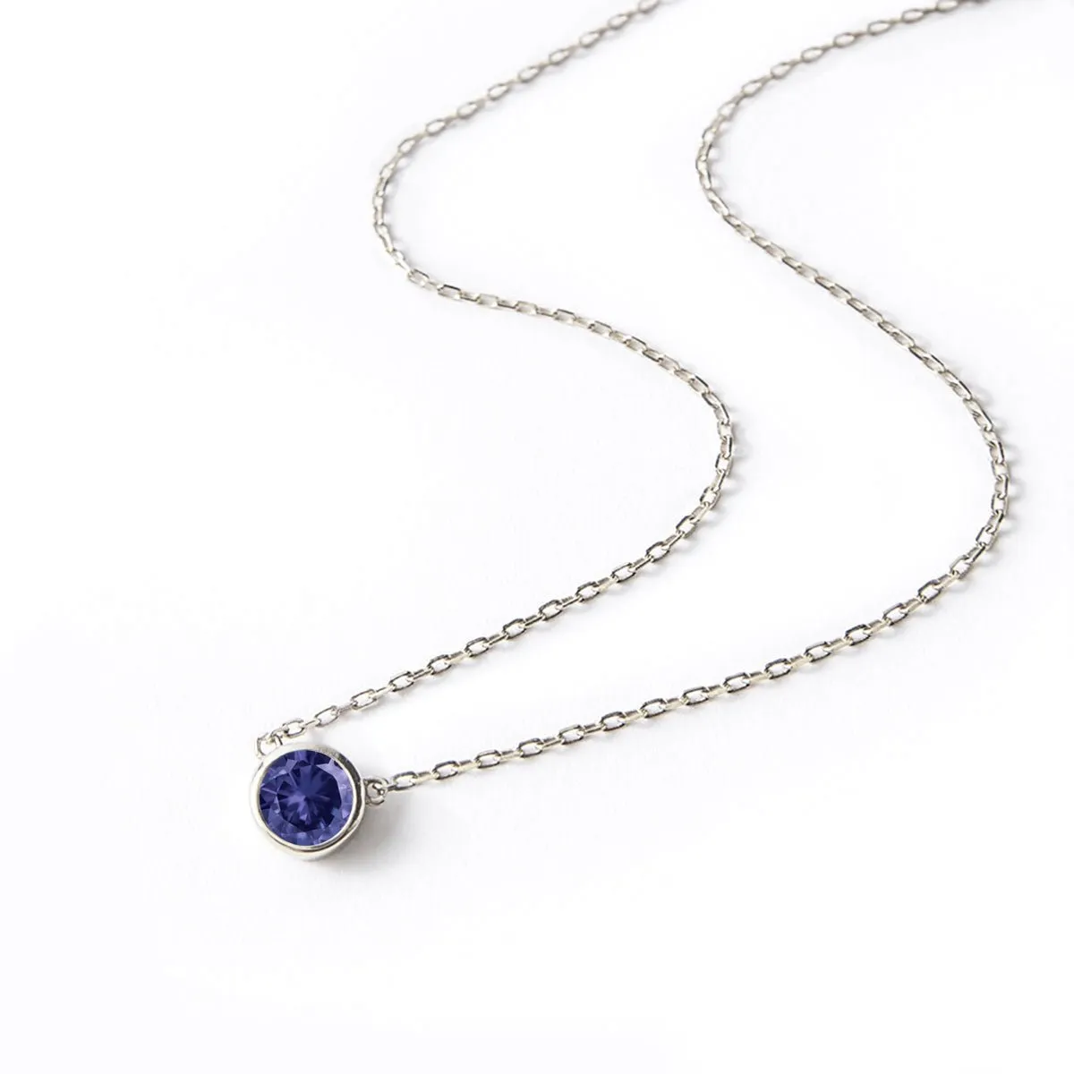 Gemstone Solitaire Necklace Blue Sapphire