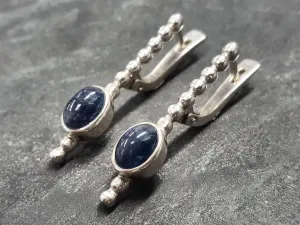 Genuine Sapphire Earrings - Long Blue Earrings - Vintage Drop Earrings