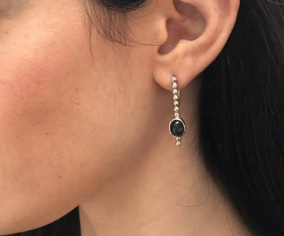 Genuine Sapphire Earrings - Long Blue Earrings - Vintage Drop Earrings