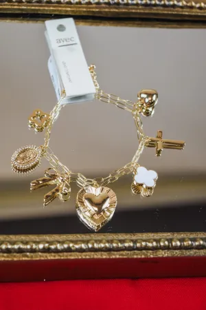 Gold Charm Heart Bracelet