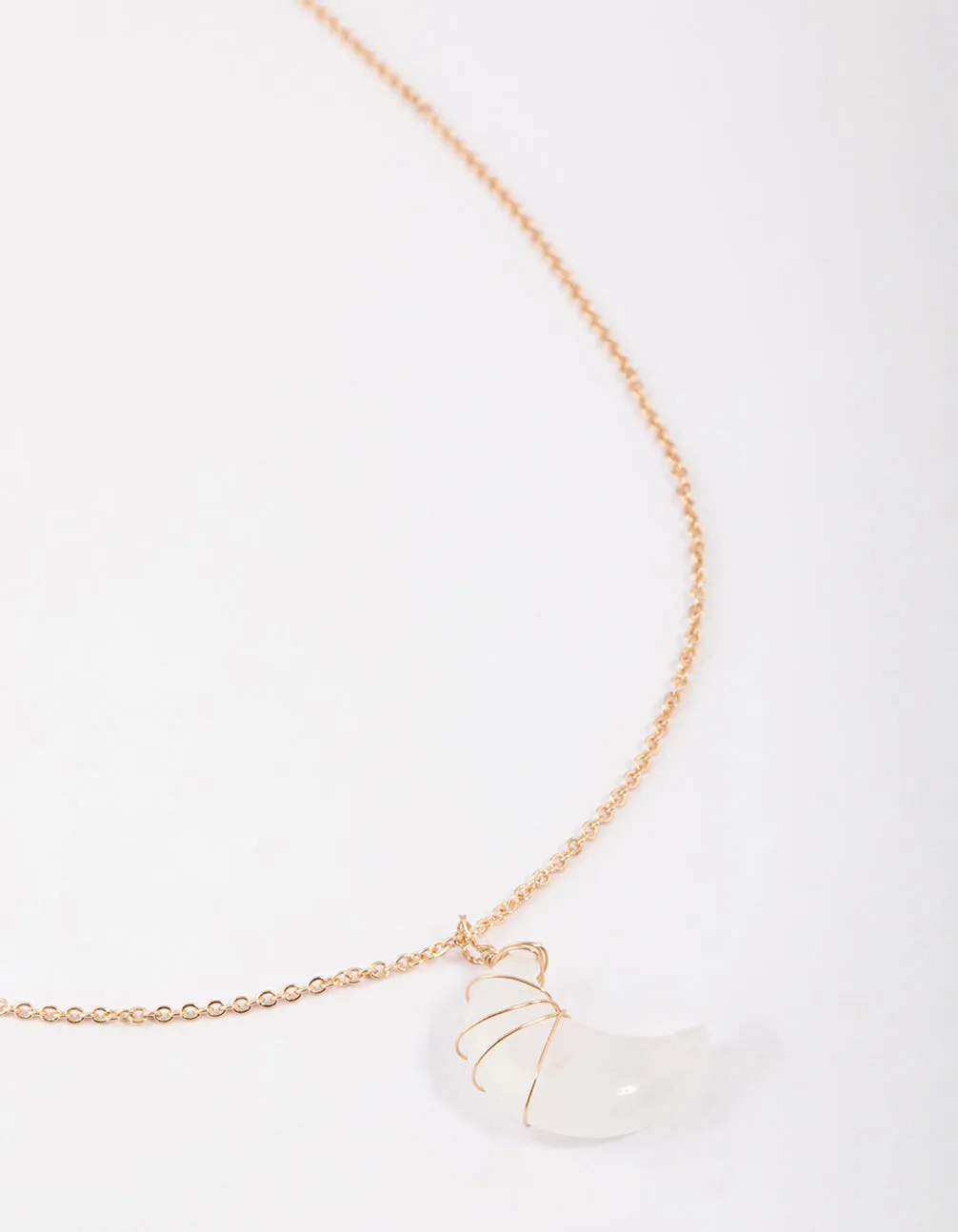 Gold Clear Quartz Moon Necklace