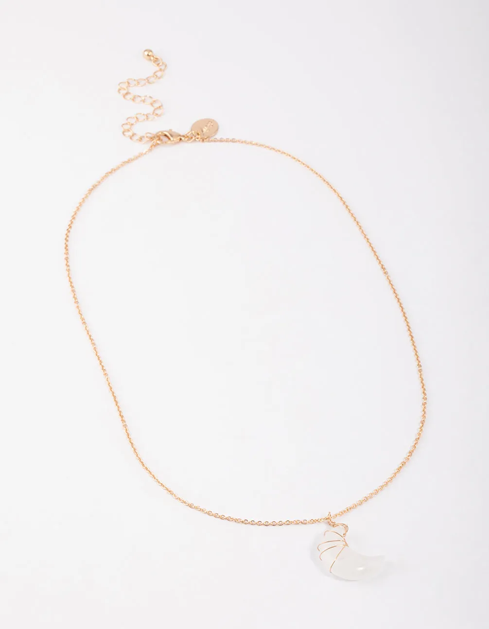 Gold Clear Quartz Moon Necklace