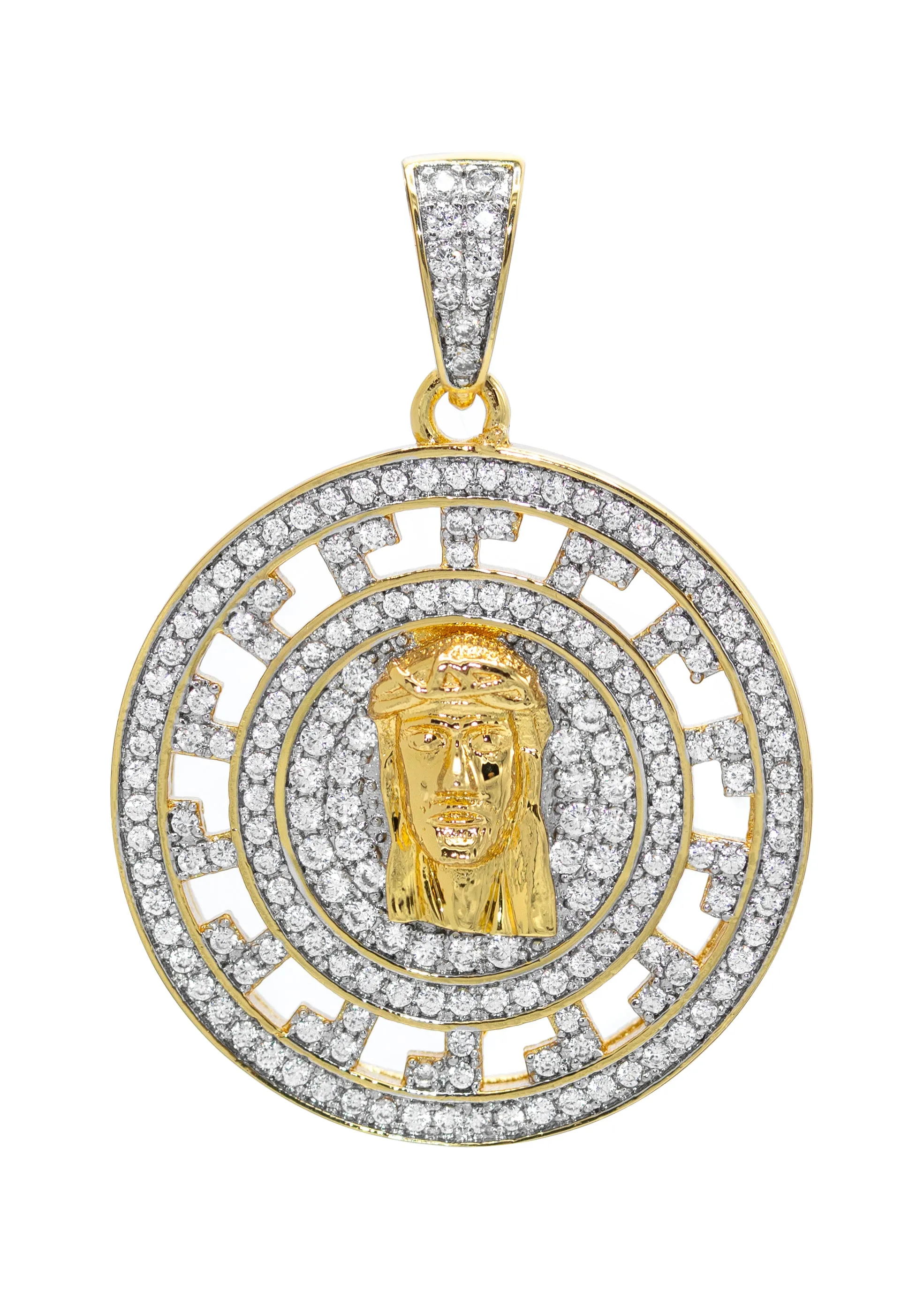 Gold Meander Jesus Head Pendant | 11.9 Grams