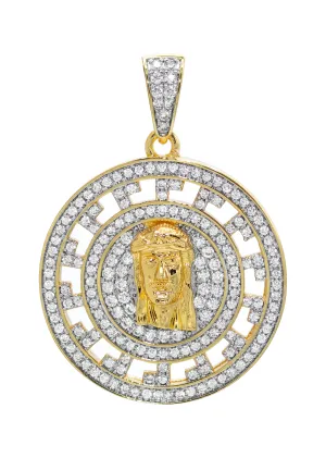 Gold Meander Jesus Head Pendant | 11.9 Grams