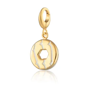 Gold Plated Party Ring Charm with White Enamel