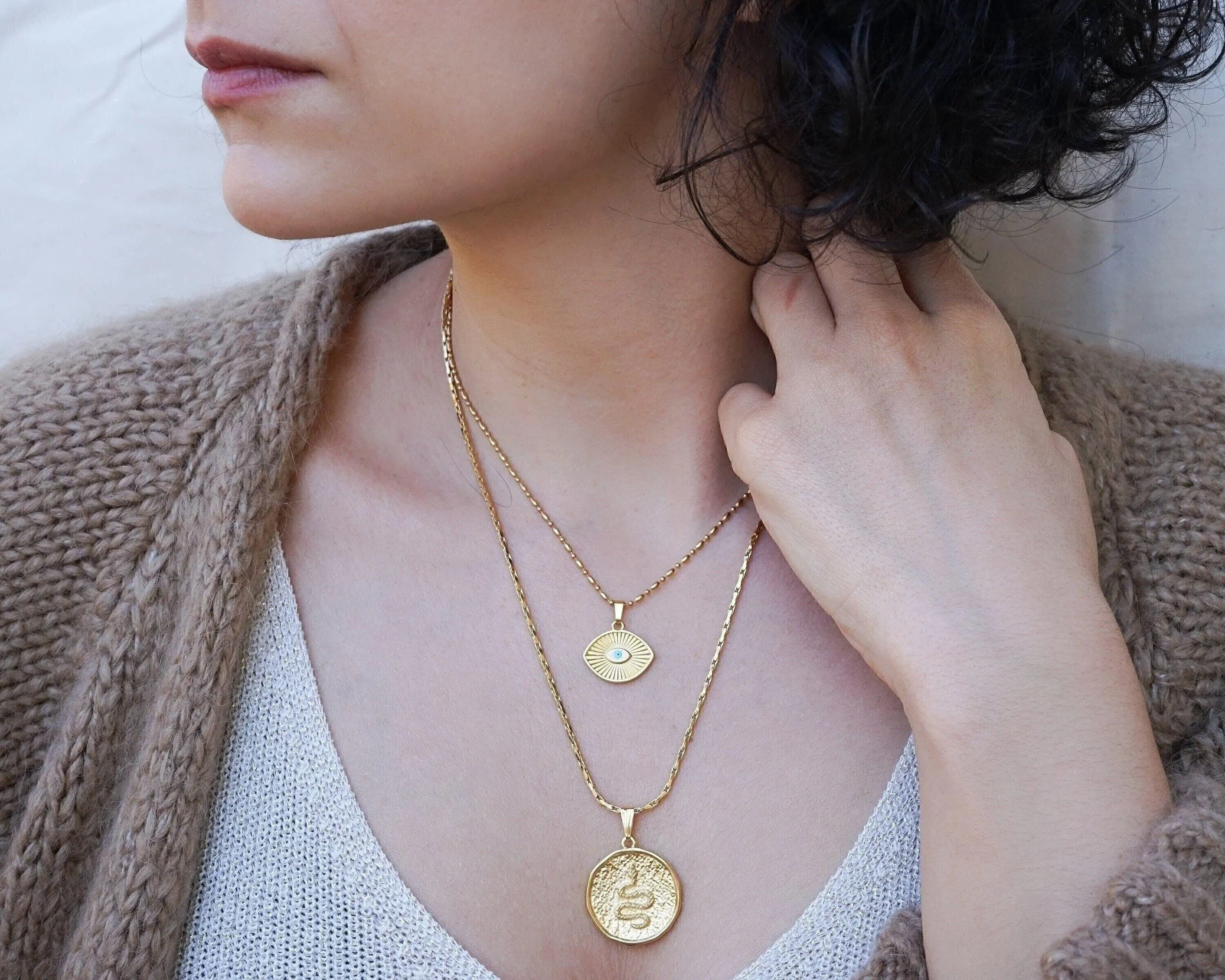 Gold Snake Stamp Necklace