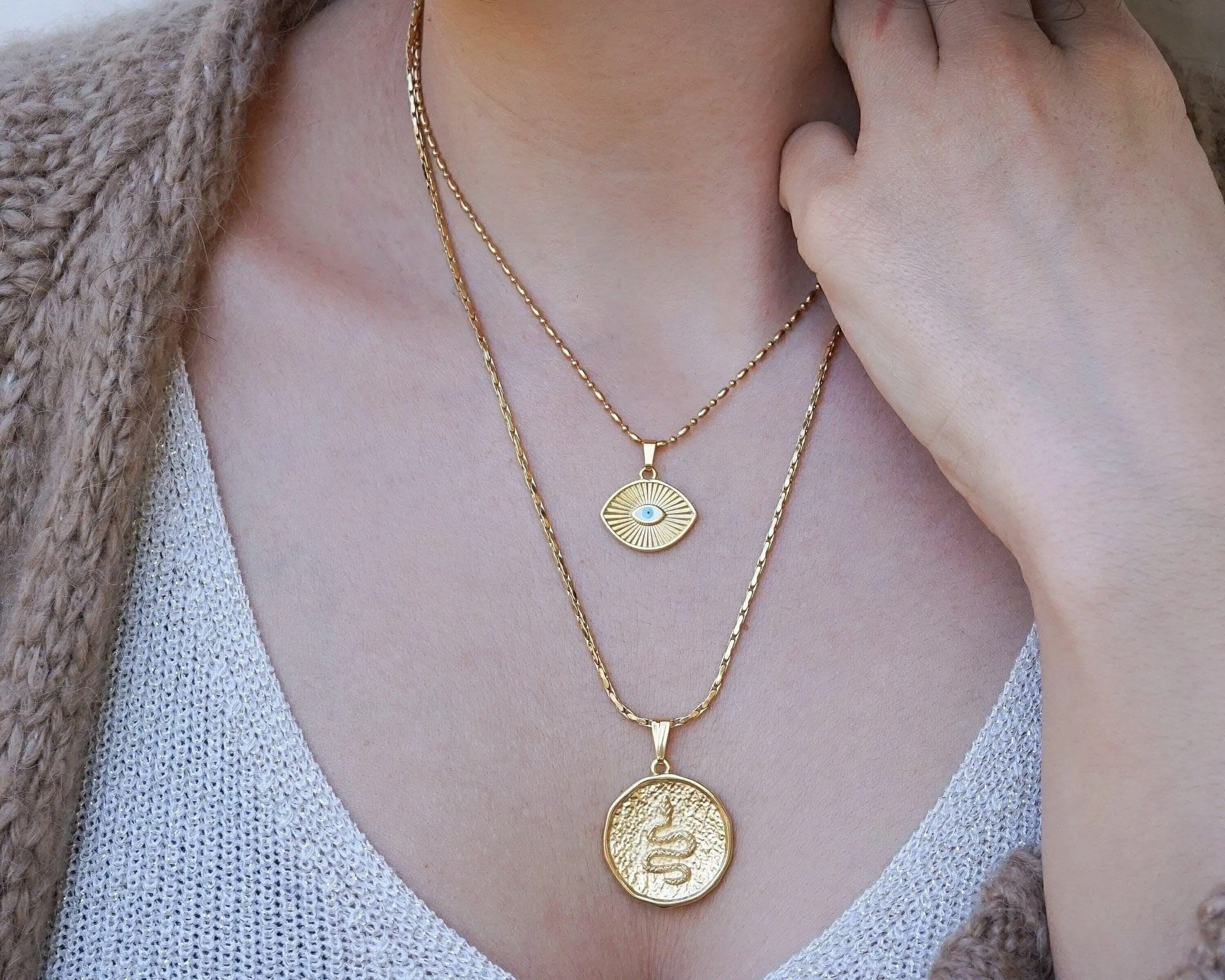 Gold Snake Stamp Necklace