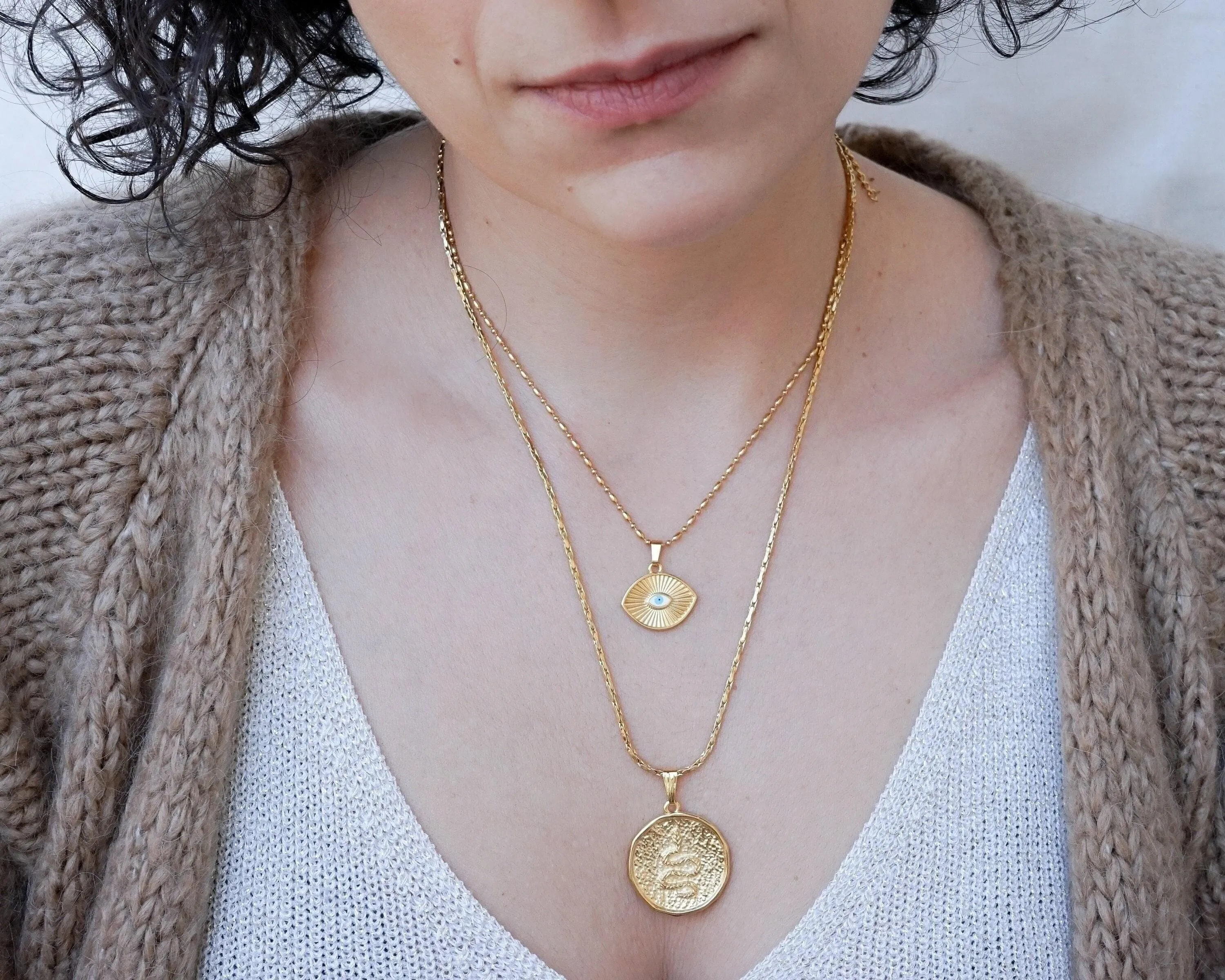 Gold Snake Stamp Necklace