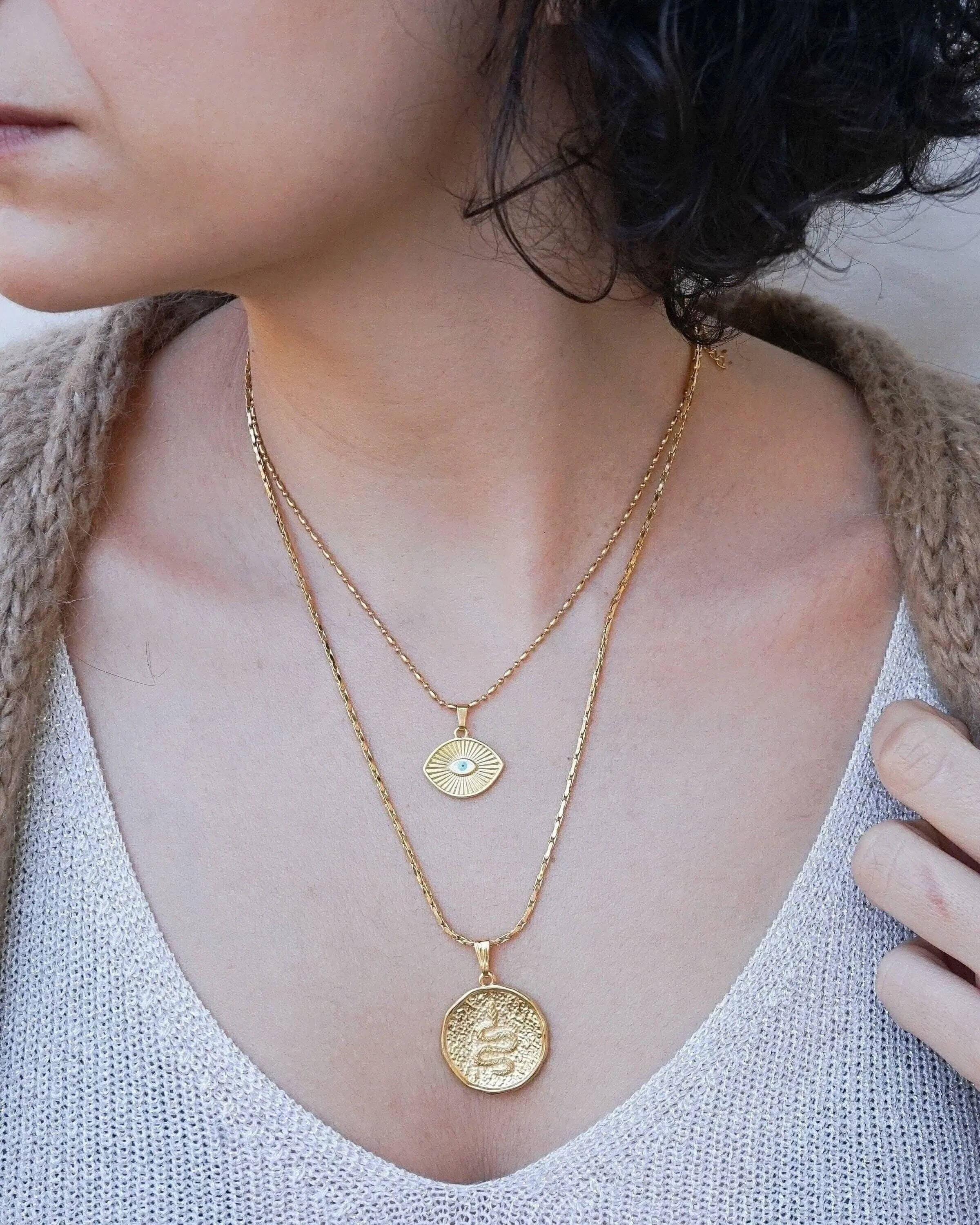 Gold Snake Stamp Necklace