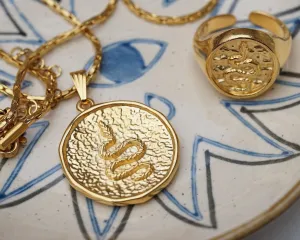 Gold Snake Stamp Necklace