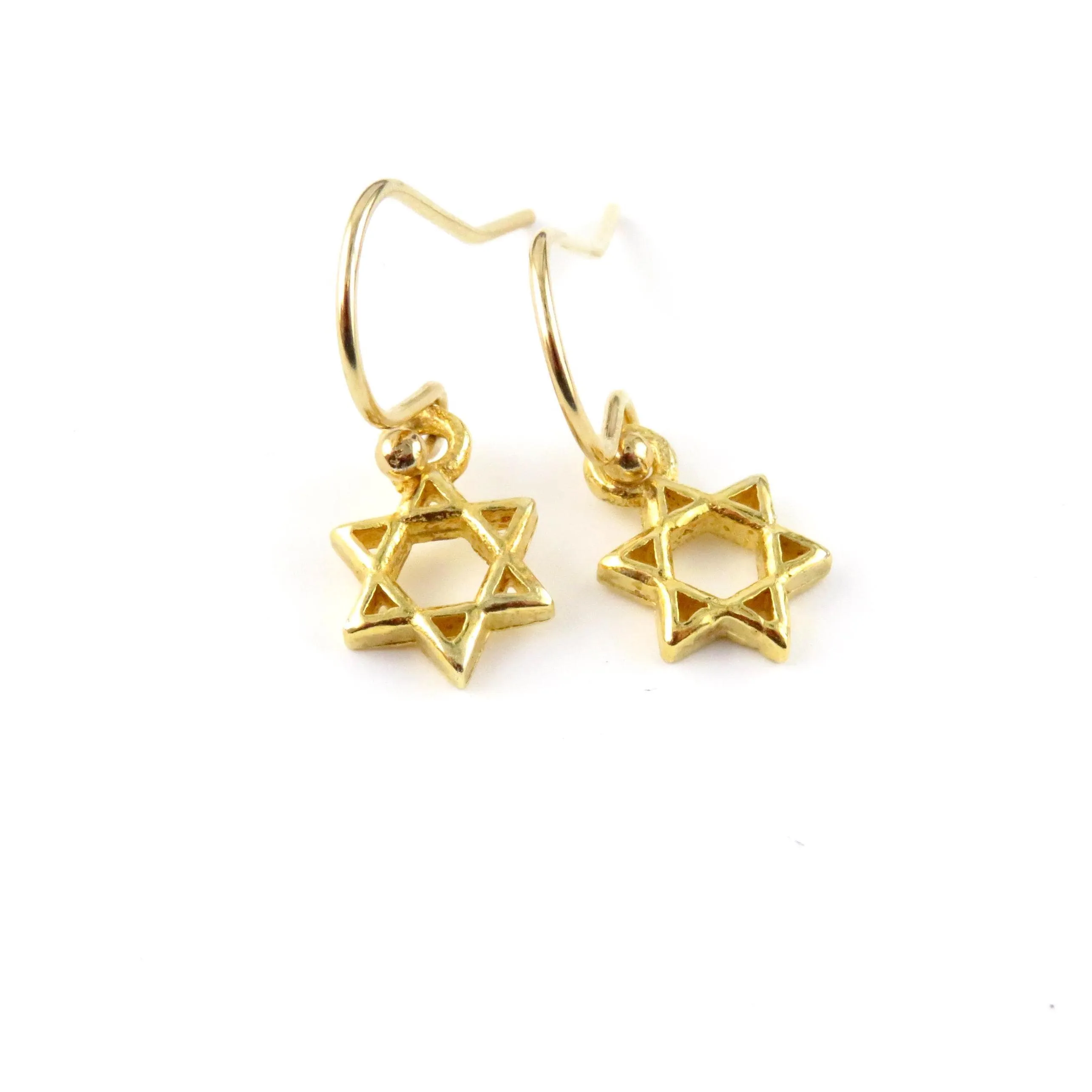 Gold Star of David Earrings